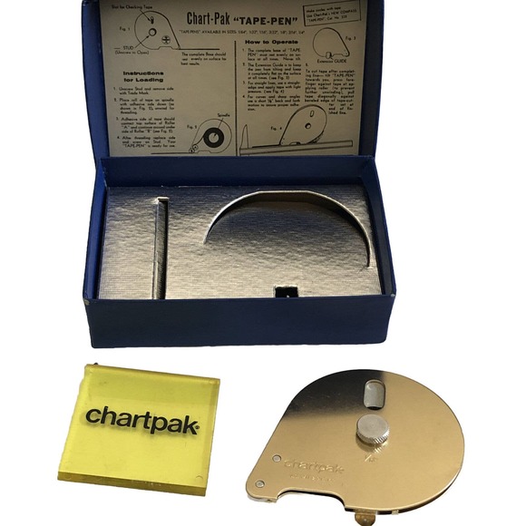 CHART PAK TAPE PEN 1/16'' THE VERSATILE DRAFTSMAN VINTAGE GOLDTONE - Picture 3 of 7